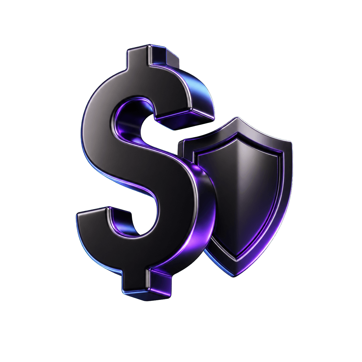Glossy 3D dollar sign with shield